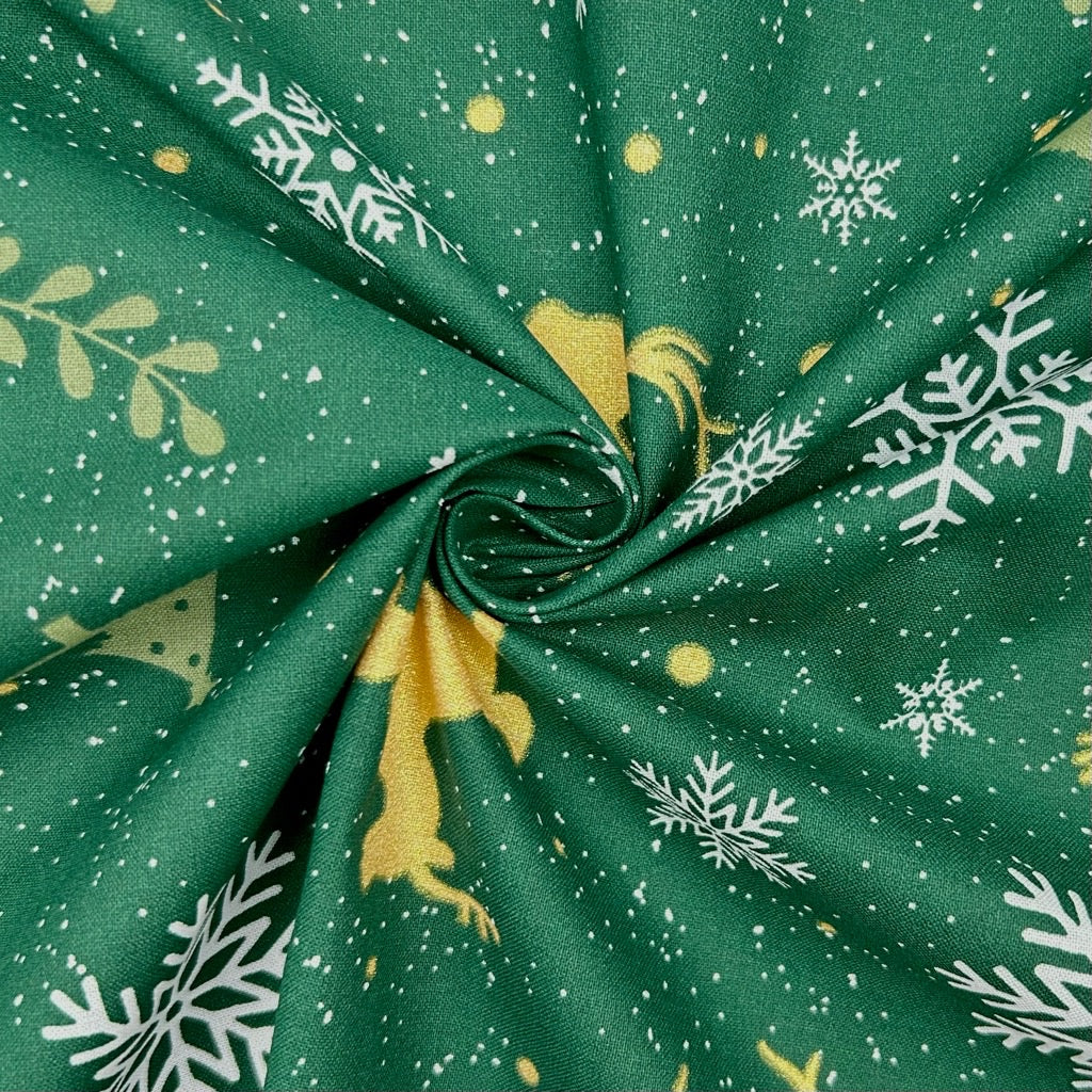 Festive Reindeer Christmas Cotton Fabric