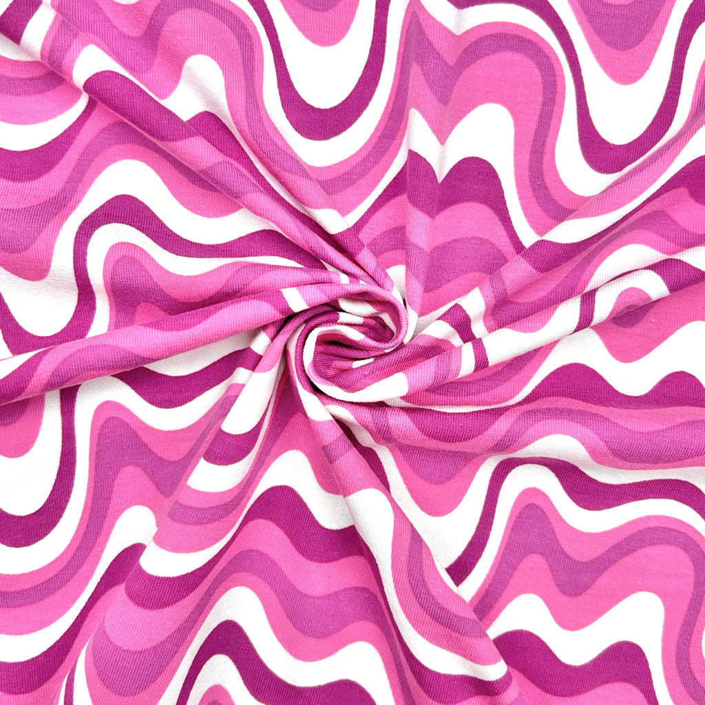 Pink Wave Cotton Jersey Fabric