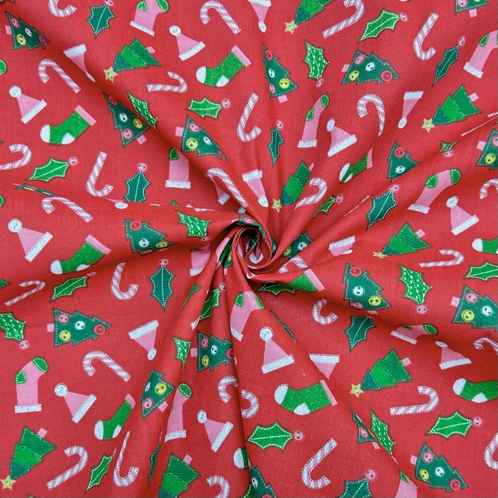 Crafty Christmas Polycotton Fabric - Pound Fabrics