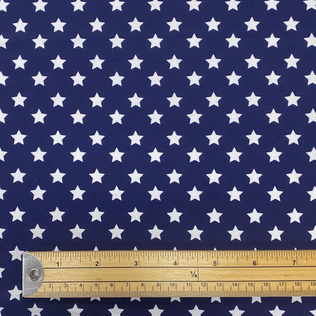 Small Stars on Navy Lycra Spandex Fabric