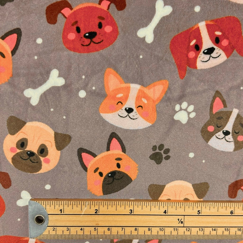 Puppy Party Sherpa Fur Backed Fleece Fabric