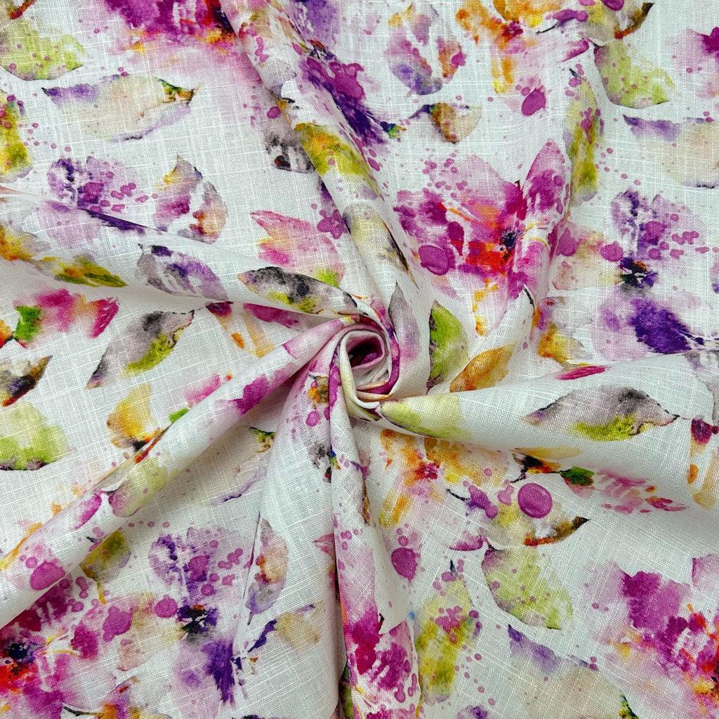 Watercolour Garden Linen Viscose Fabric - Pound Fabrics