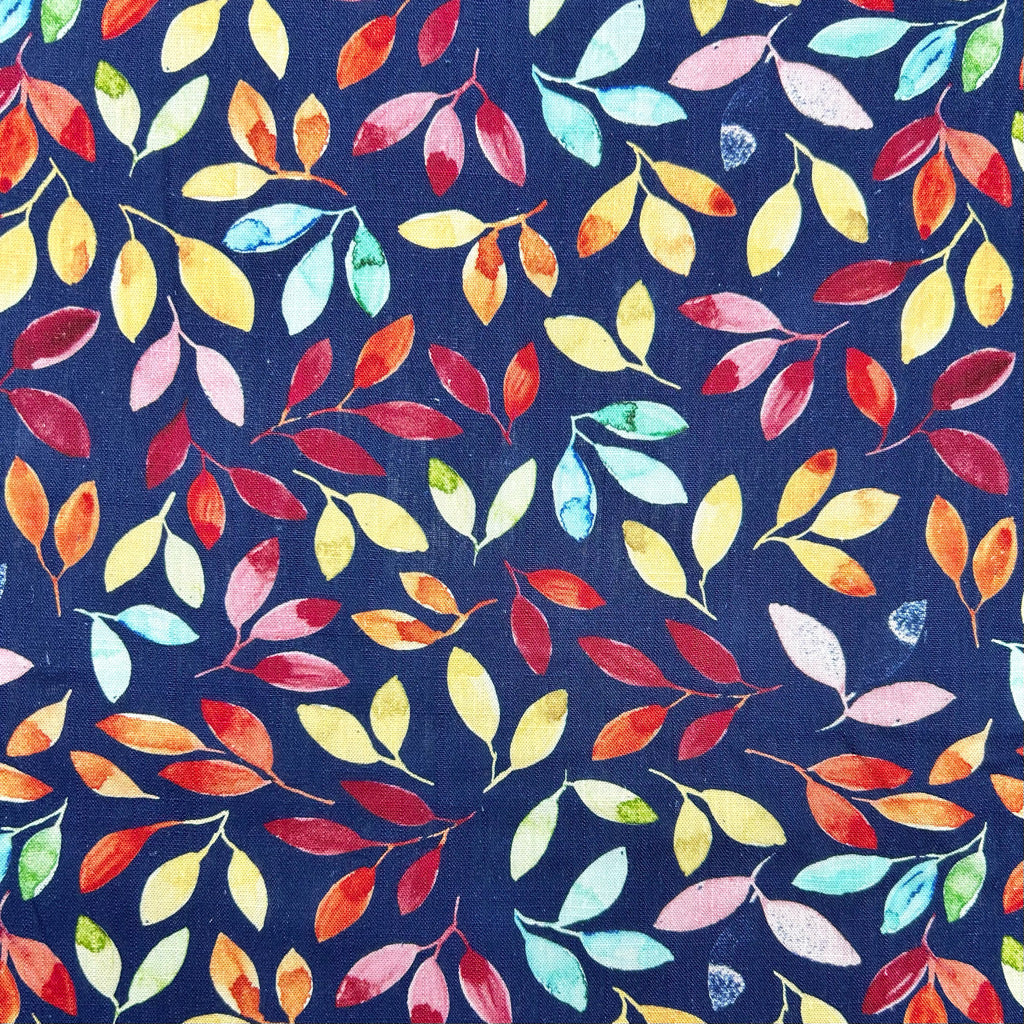 Painted Leaves Linen Viscose Fabric