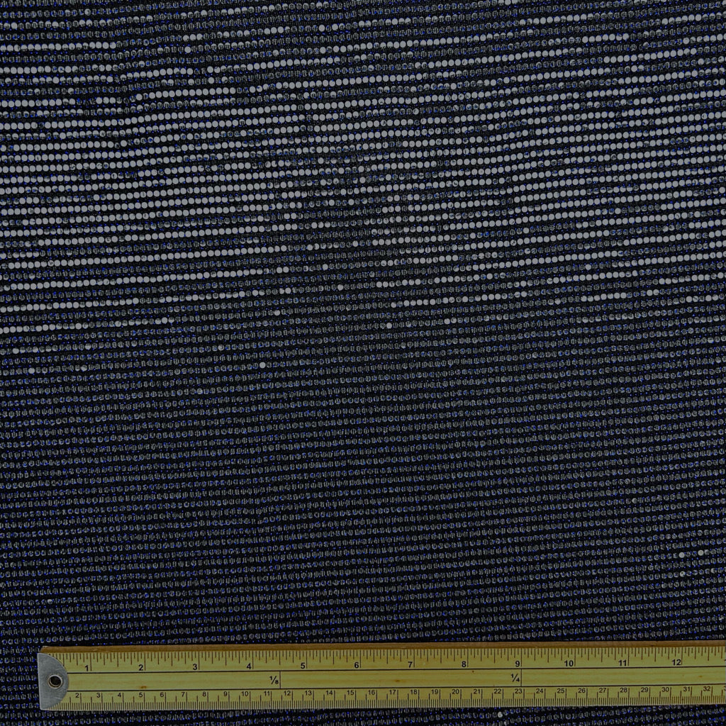 Blue Stardust on Black Stretch Fabric