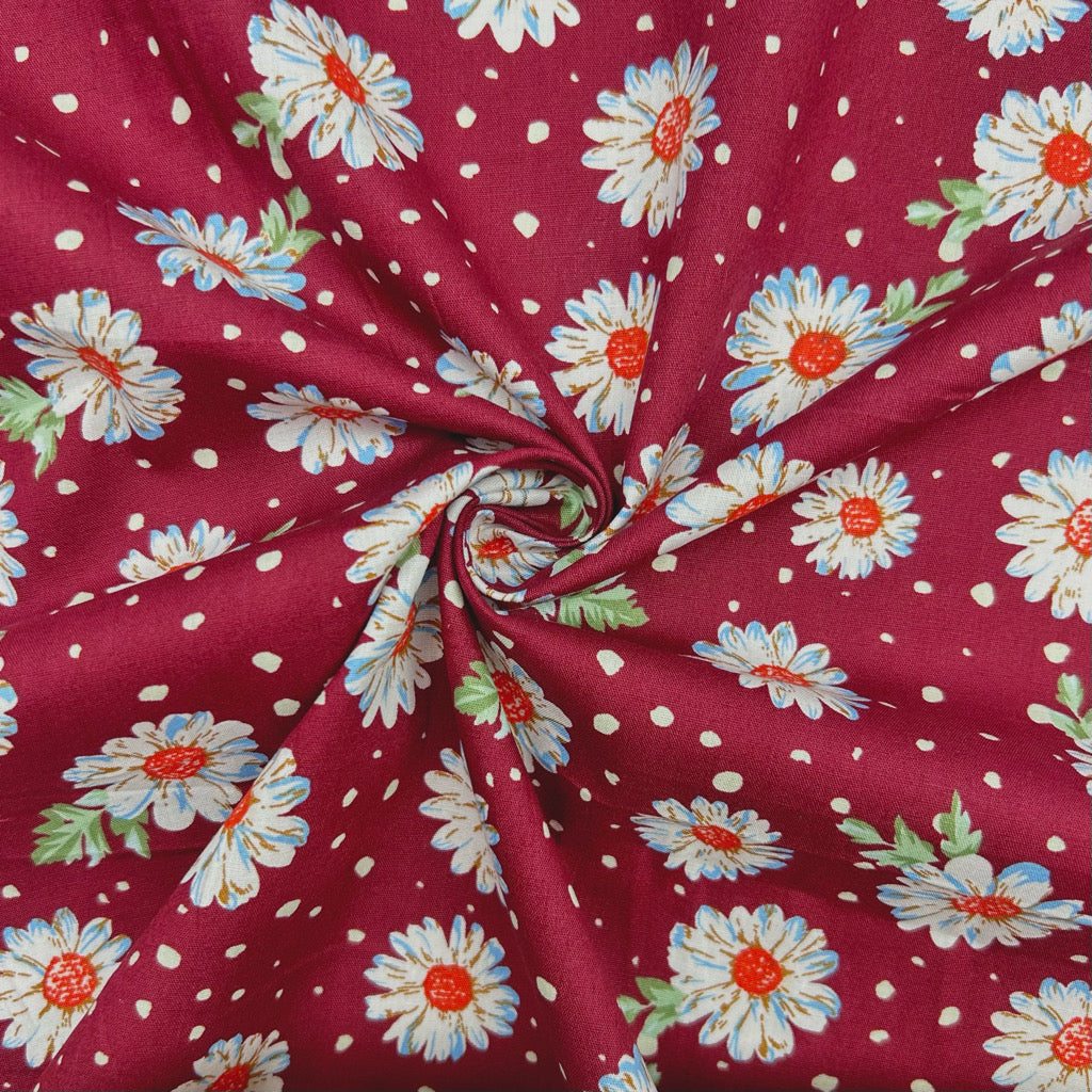 Ruby Floral Cotton Poplin Fabric