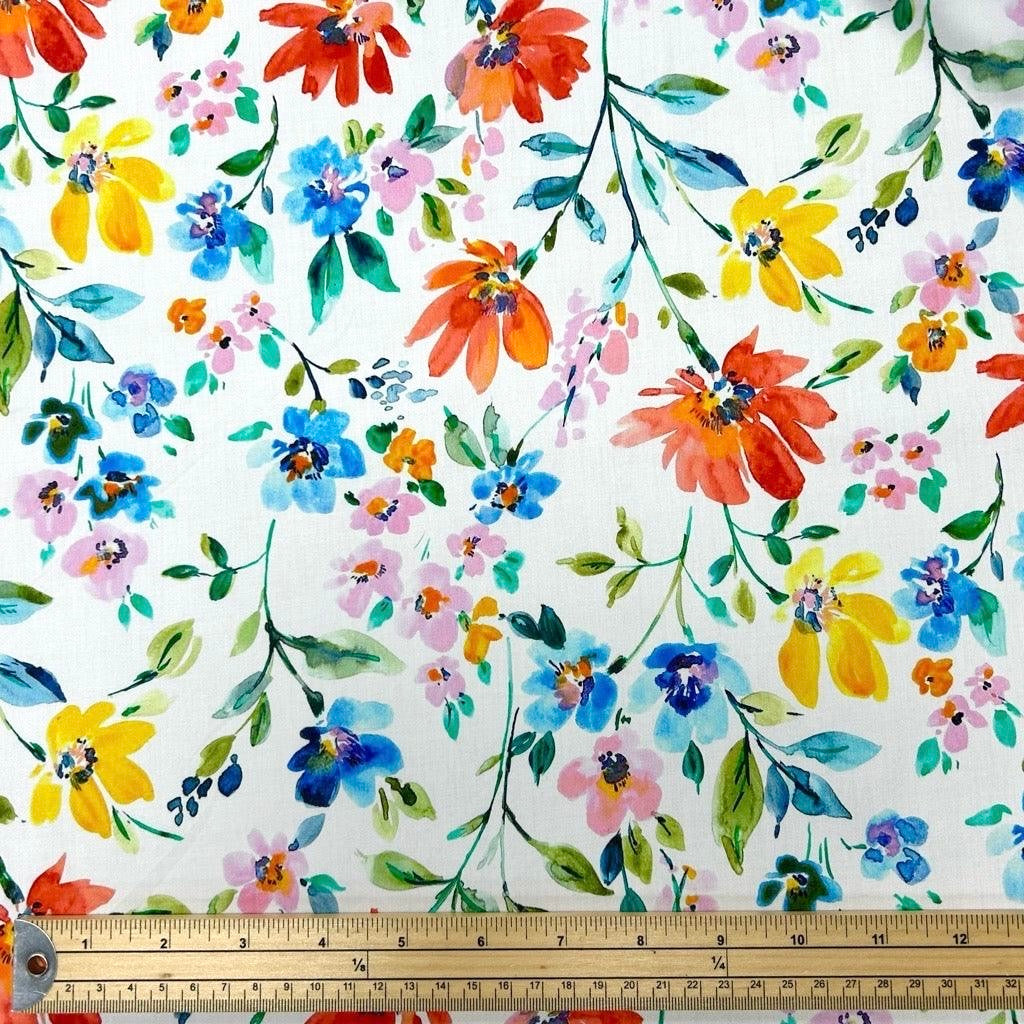 Summer Gardens Floral Cotton Sateen Fabric