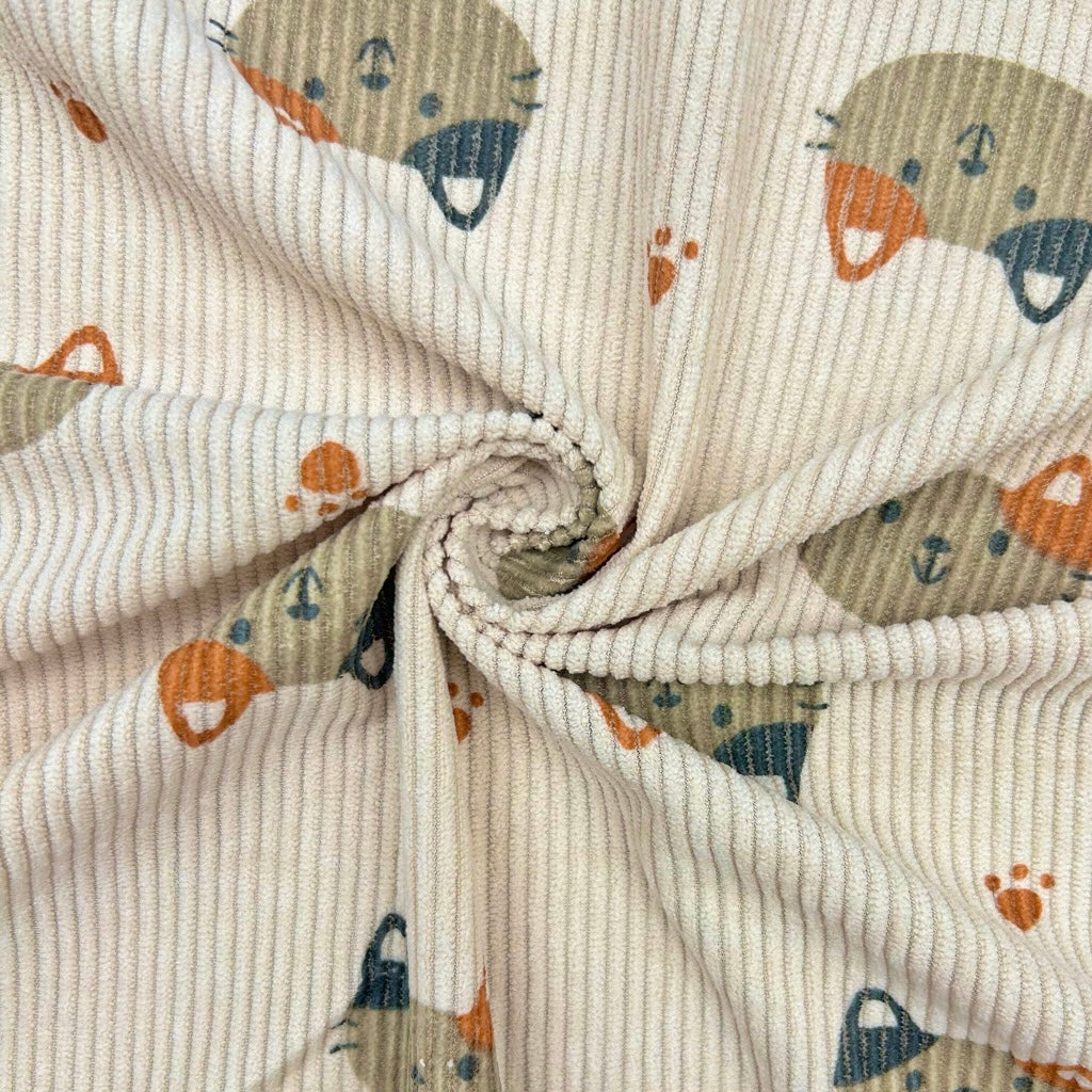 Cozy Cats Stretch Corduroy Fabric