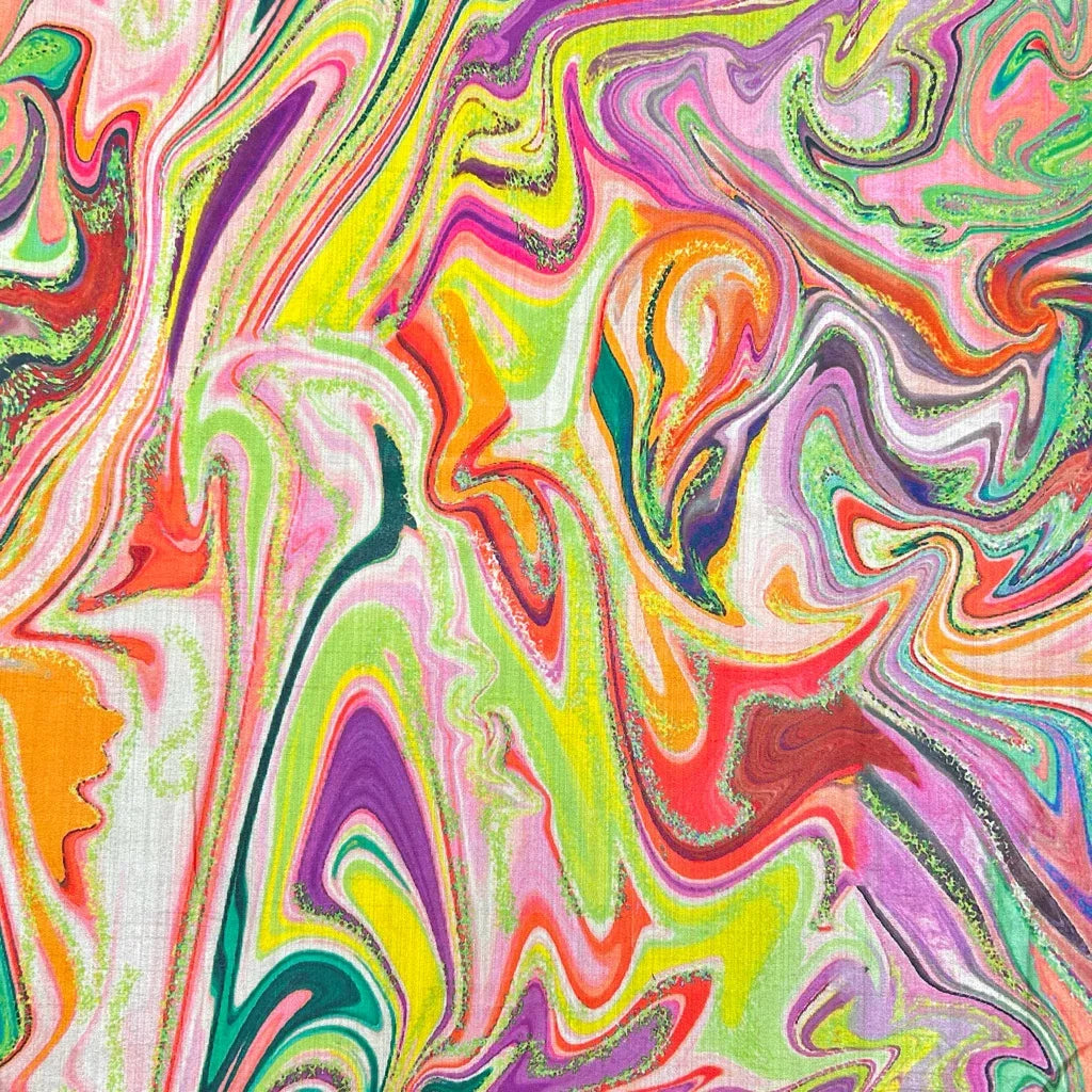 Buy Colourful Marble Faux Silk Fabric for Sewing, Dressmaking & Crafts - Pound Fabrics