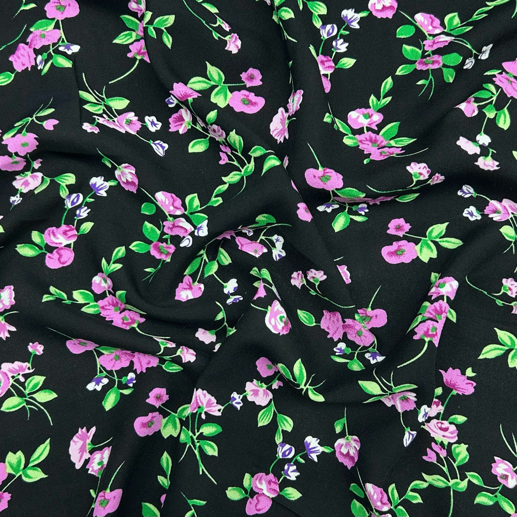 All Over Blossoms Viscose Challis Fabric