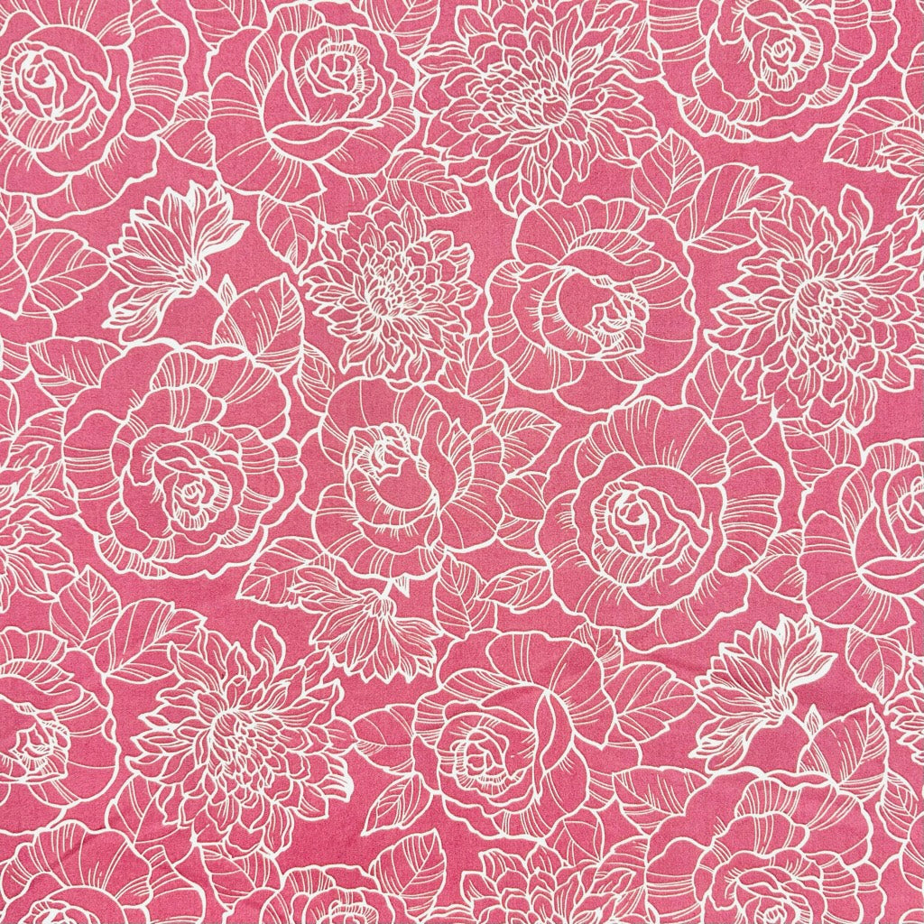 Elegant Blooms Rose & Hubble Cotton Poplin Fabric
