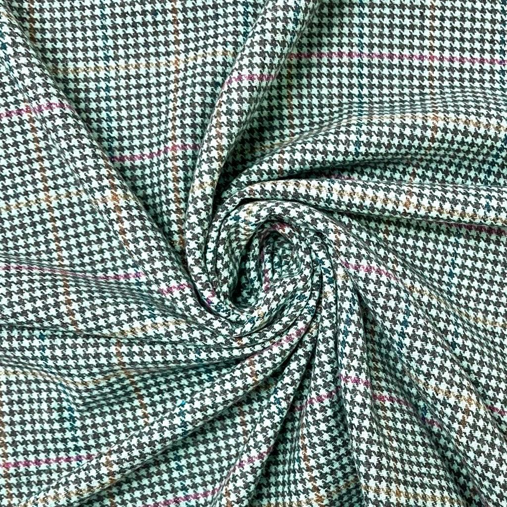 Mint/Pink Checkered Wool Blend Fabric - 2 metres for £9.95 #29 - Pound Fabrics