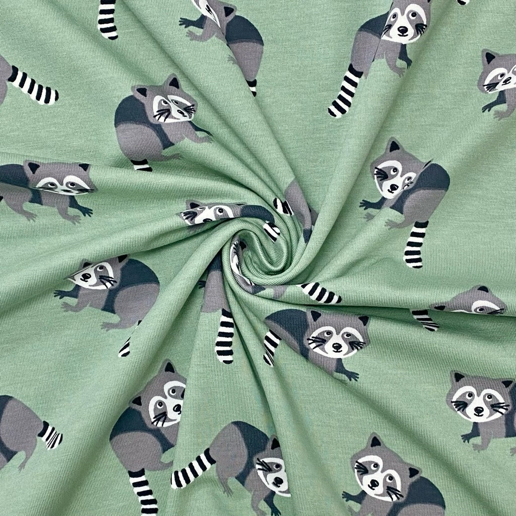 Raccoons Cotton Jersey Fabric