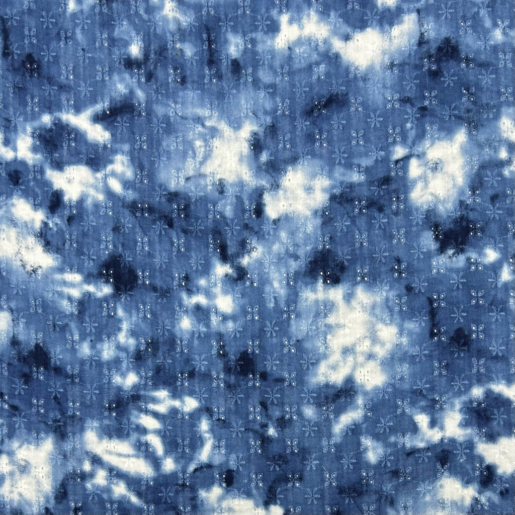 Tie-Dye Floral Embroidered Double Gauze Fabric - Pound Fabrics