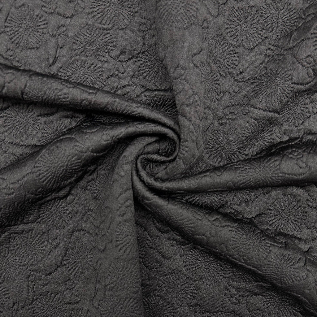 Black Floral Embossed Jersey Fabric