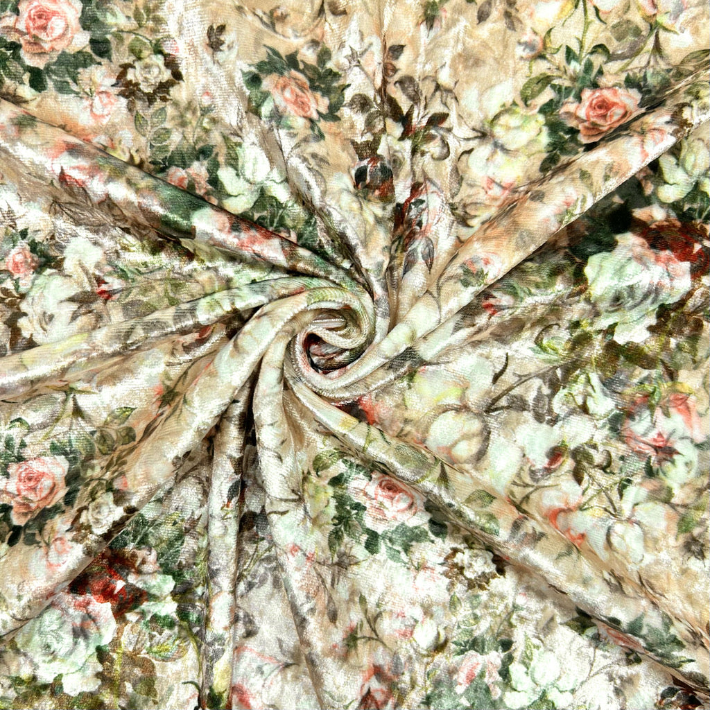 Victorian Garden Stretch Velvet Fabric
