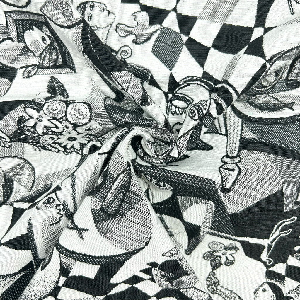Black and White Abstract Print Tapestry Fabric - Pound Fabrics
