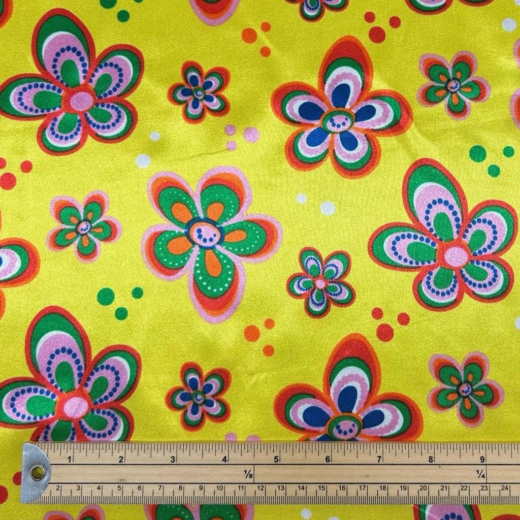 Quirky Flowers Satin Fabric - Pound Fabrics