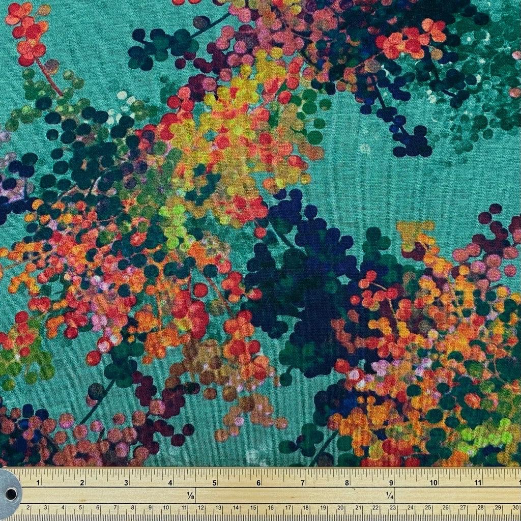Dotted Floral on Mint Digital ModalTouch Jersey Fabric Pound Fabrics