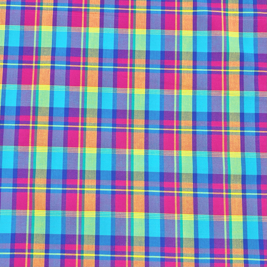 Electric Tones Madras Check Cotton Fabric