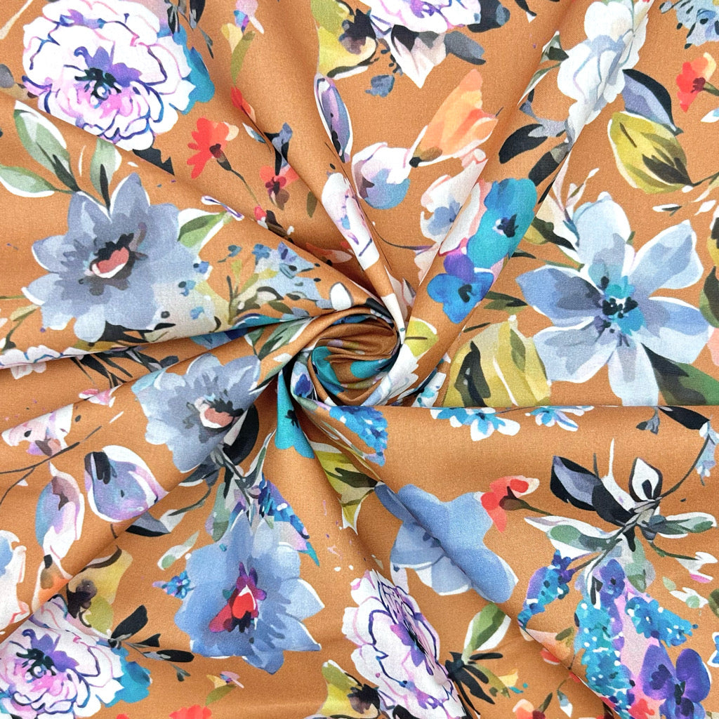 cotton lawn dress fabric uk Blue Floral Cotton Lawn Fabric | Thelma
