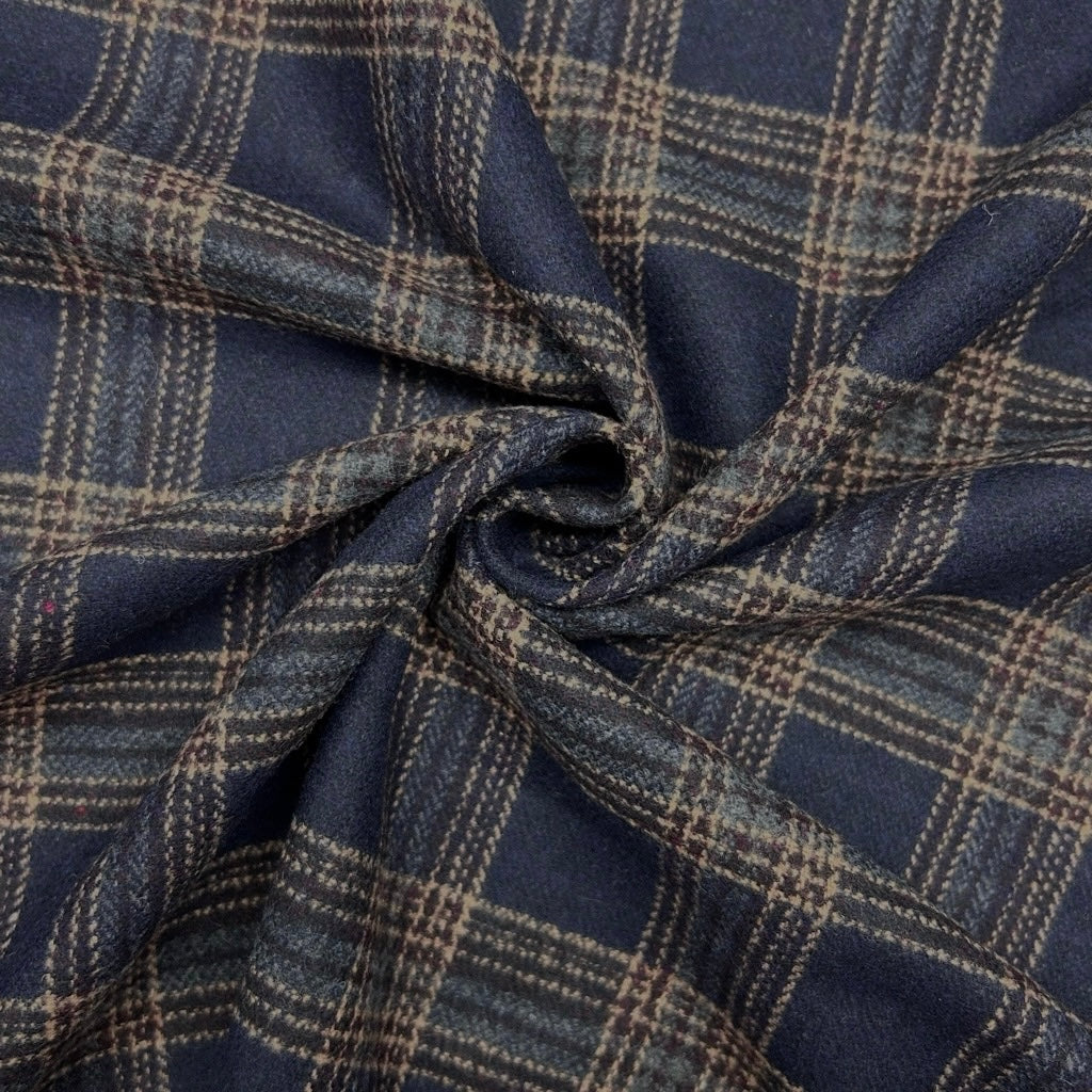 Retro Check Wool Blend Fabric