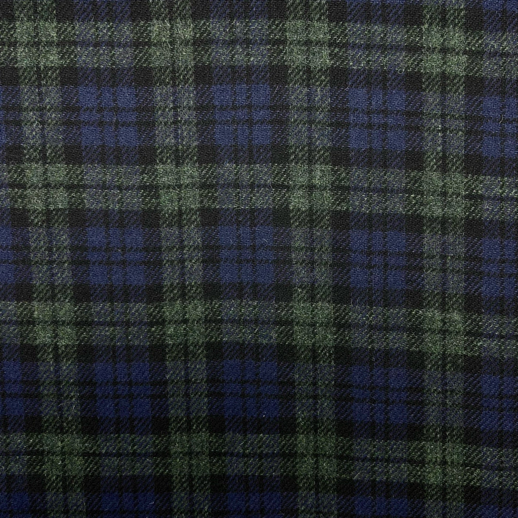Navy Check Wool Bonded Water Resistant Fabric