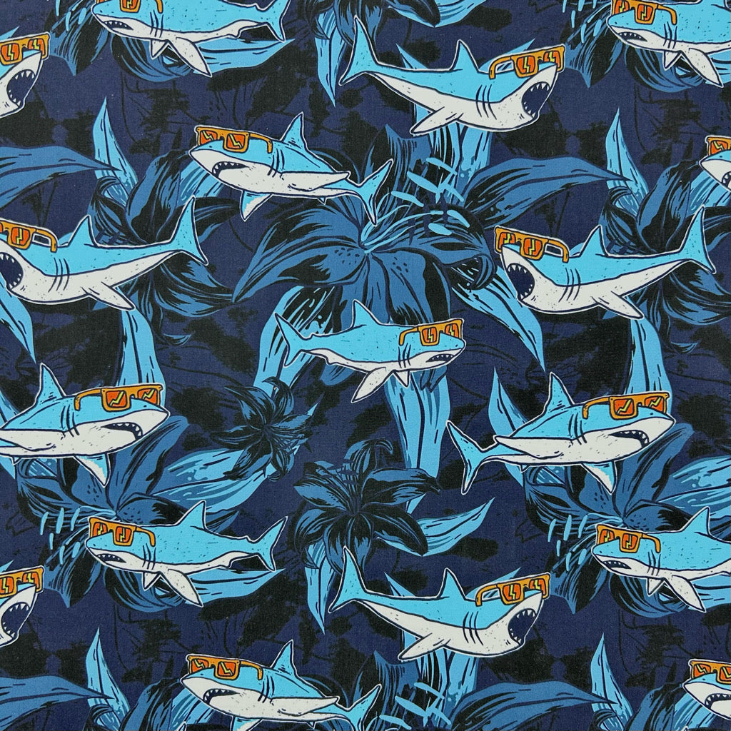 Cool Sharks Swim Shorts Fabric
