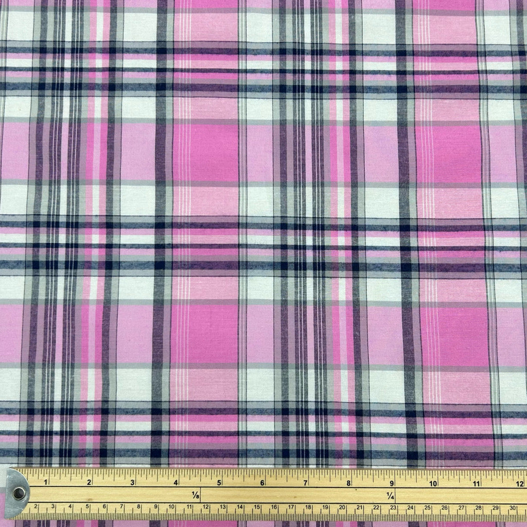 Light Pink Checkered Polycotton Fabric #2