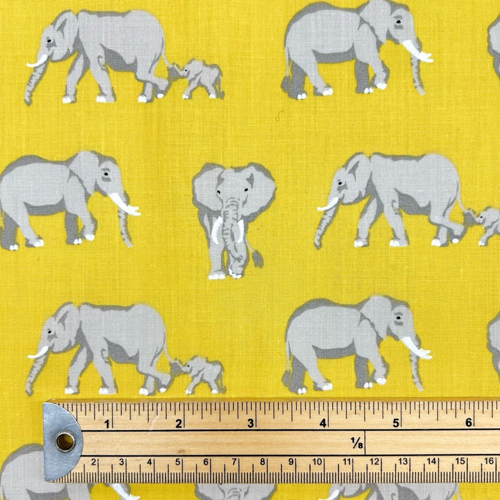 Elephant Family Polycotton Fabric