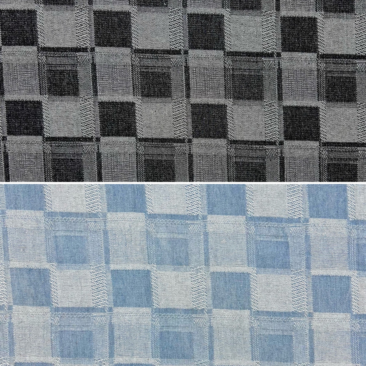 Shadow Check Jacquard Denim Fabric