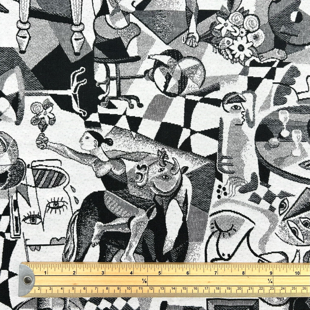 Black and White Abstract Print Tapestry Fabric - Pound Fabrics