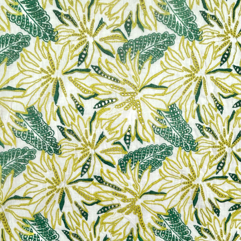 Shadow Work Embroidered Cotton Fabric