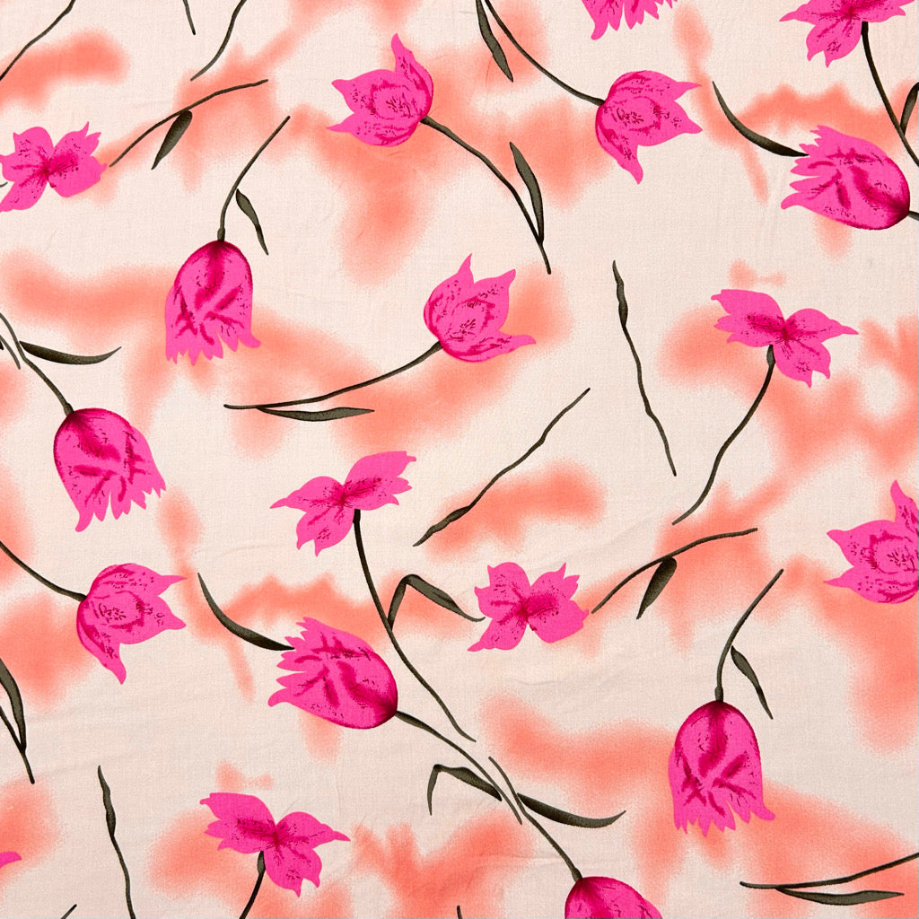 Spring Petals Viscose Challis Fabric