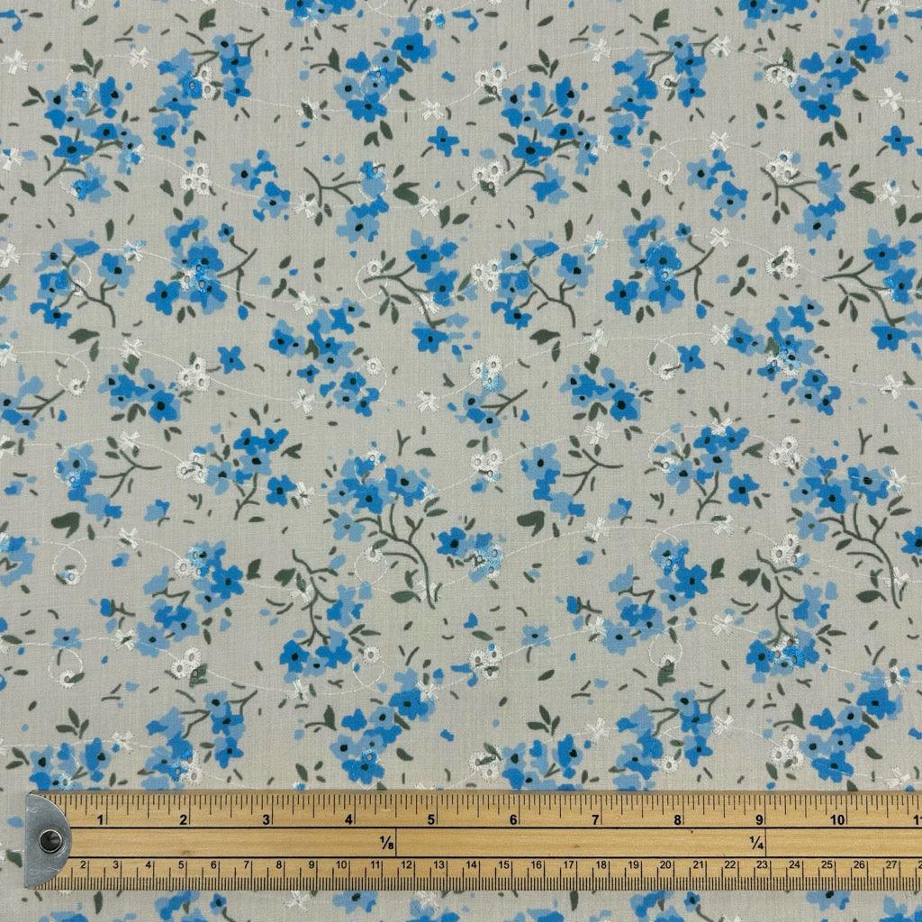 Simple Flowers Broderie Anglaise Polycotton Fabric - Pound Fabrics