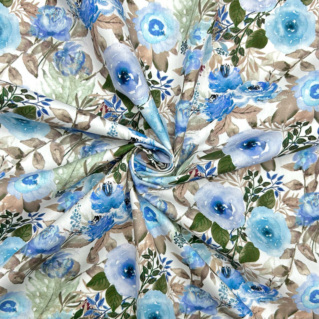 Cottage Bloom Rose & Hubble Cotton Poplin Fabric