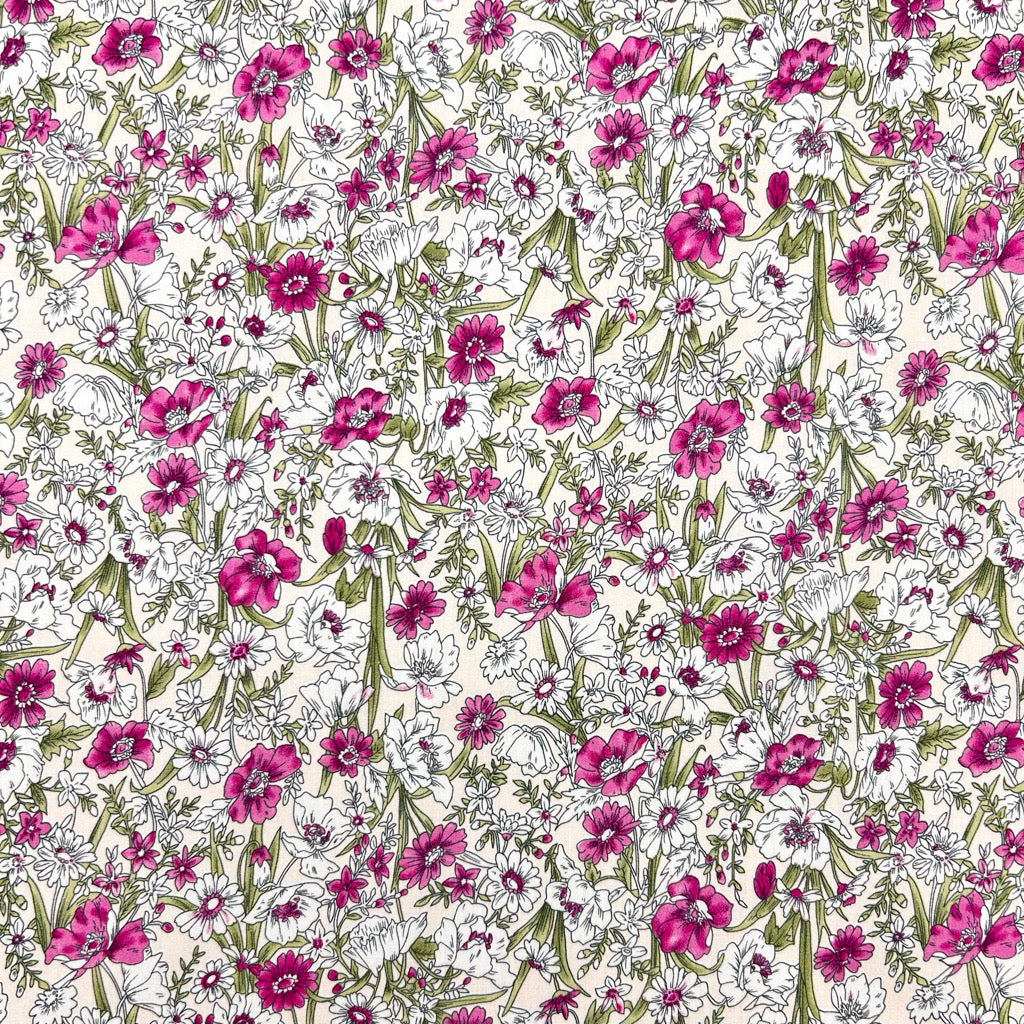 Countryside Garden Rose & Hubble Cotton Poplin Fabric