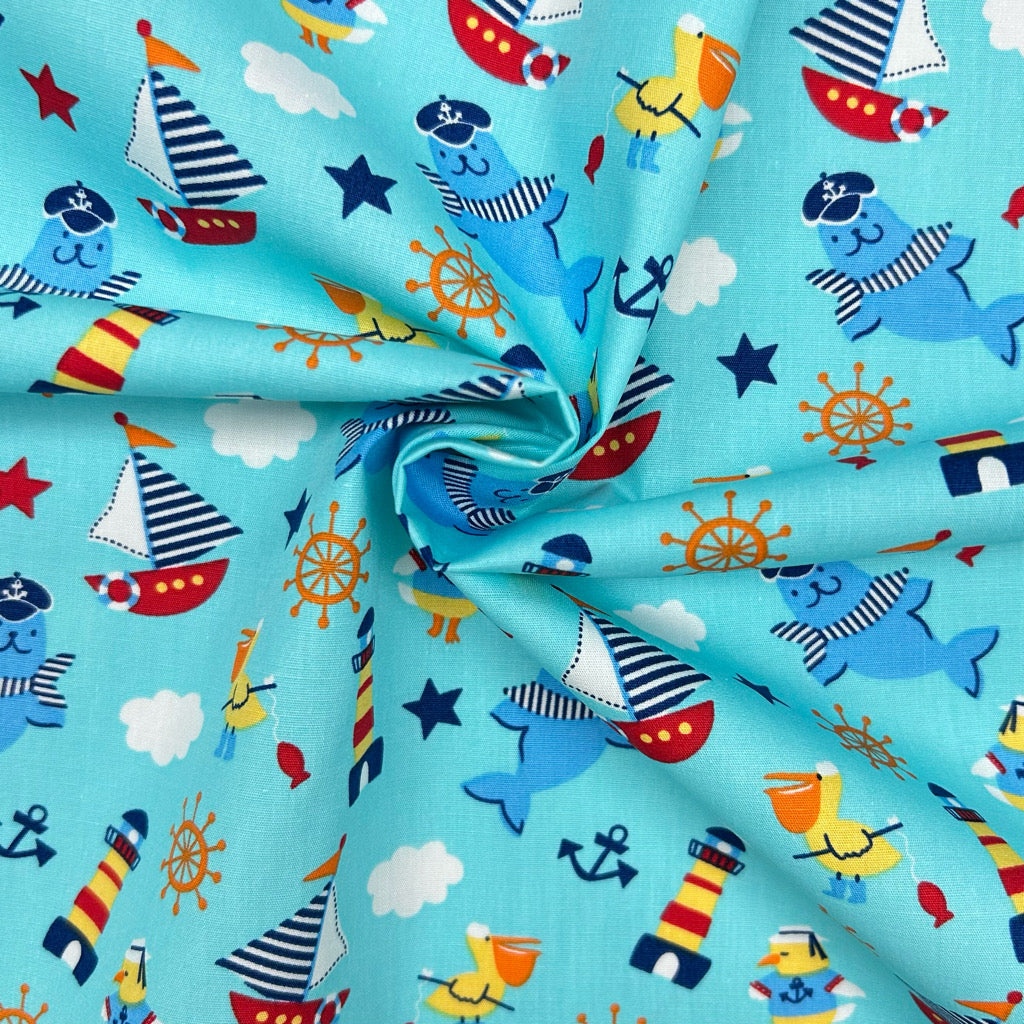 Seaside Sailors Rose & Hubble Cotton Poplin Fabric