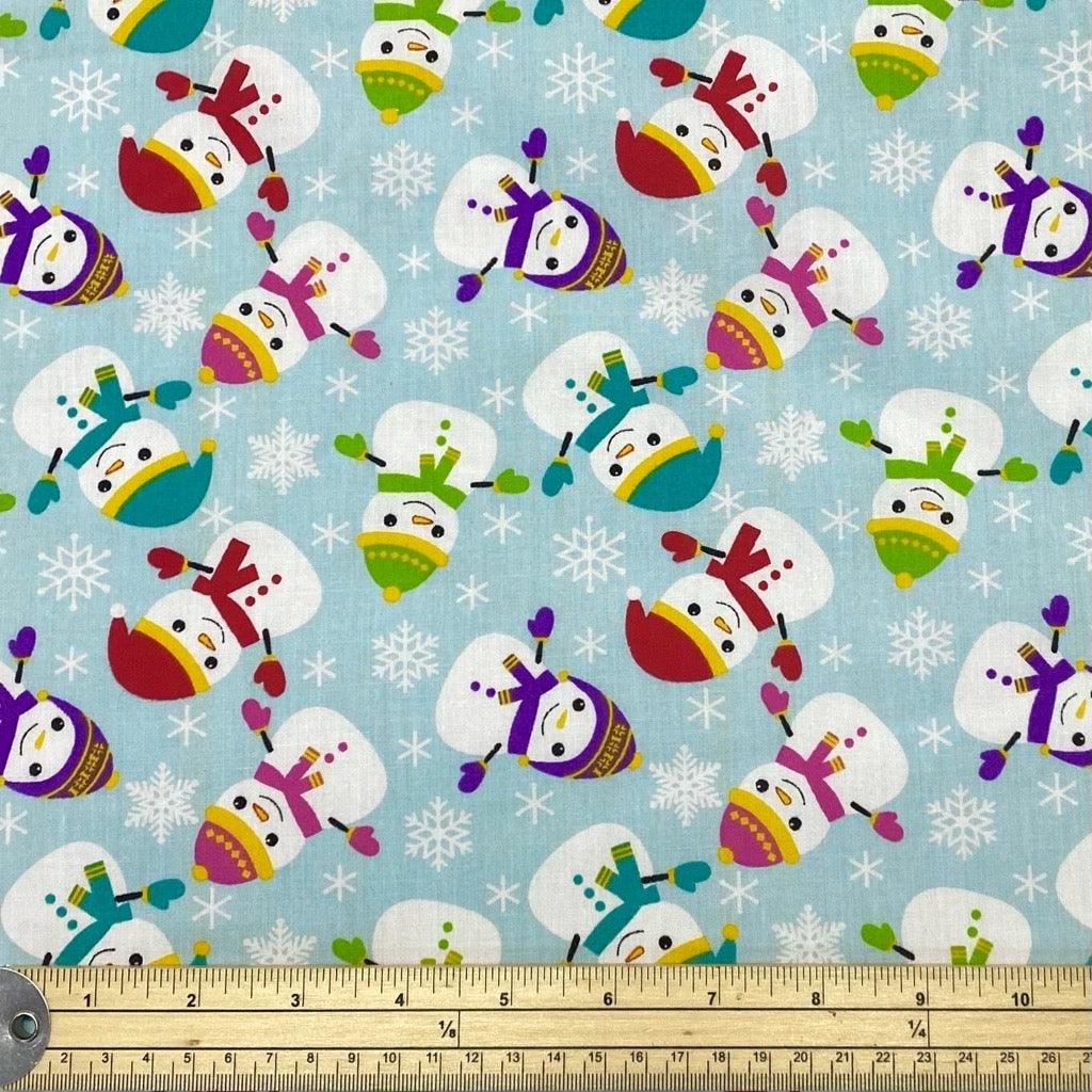 Happy Snowman Polycotton Fabric