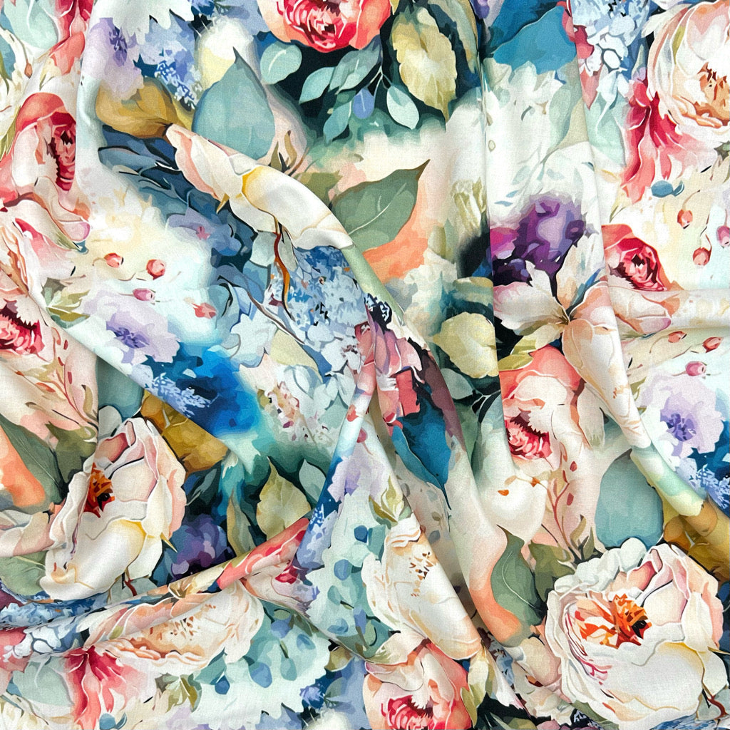 Spring Peony Viscose Poplin Fabric