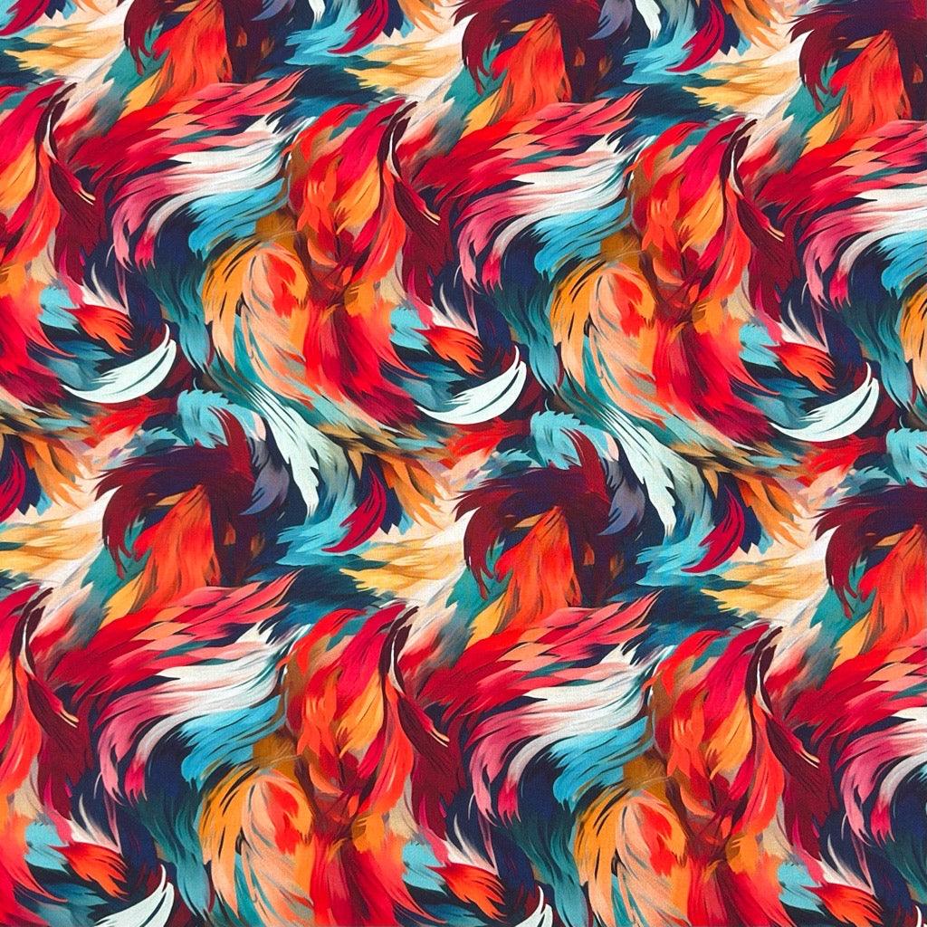 Painted Feathers Viscose Challis Fabric - Pound Fabrics