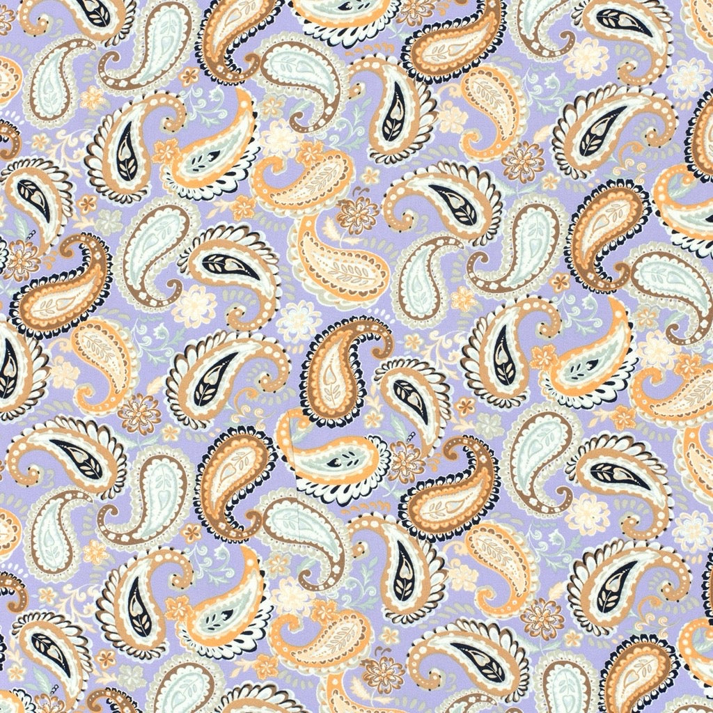 Paisley on Lilac Bamboo Poplin Fabric