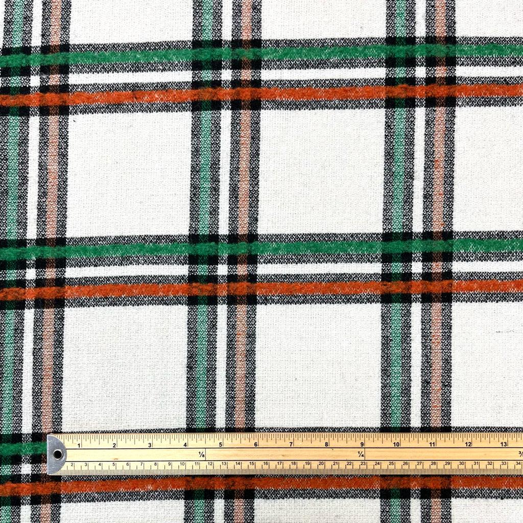 Orange/Green Large Checkered Wool Blend Fabric - 2 metres for £9.95 #32 - Pound Fabrics