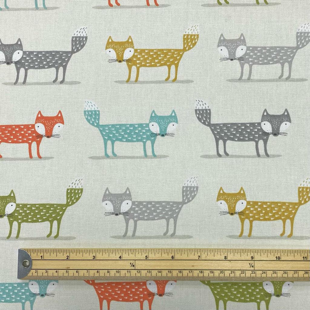 Multicoloured Foxes Cotton Canvas Fabric #2