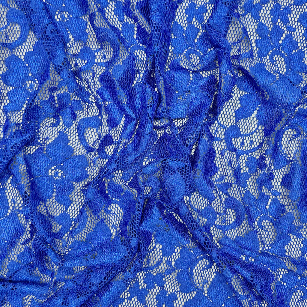 Royal Blue Stretch Lace Fabric