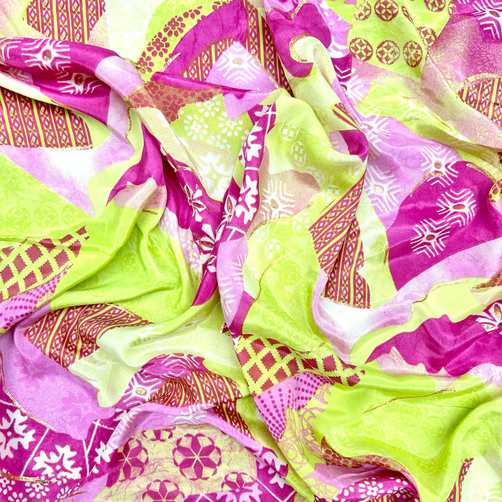 Mixed Panels Silky Polyester Fabric