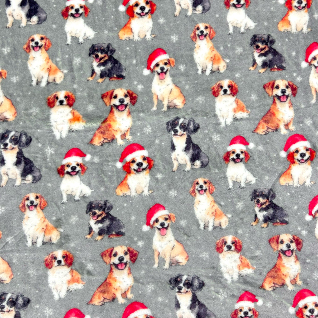 Festive Puppies Cuddle Fleece Fabric