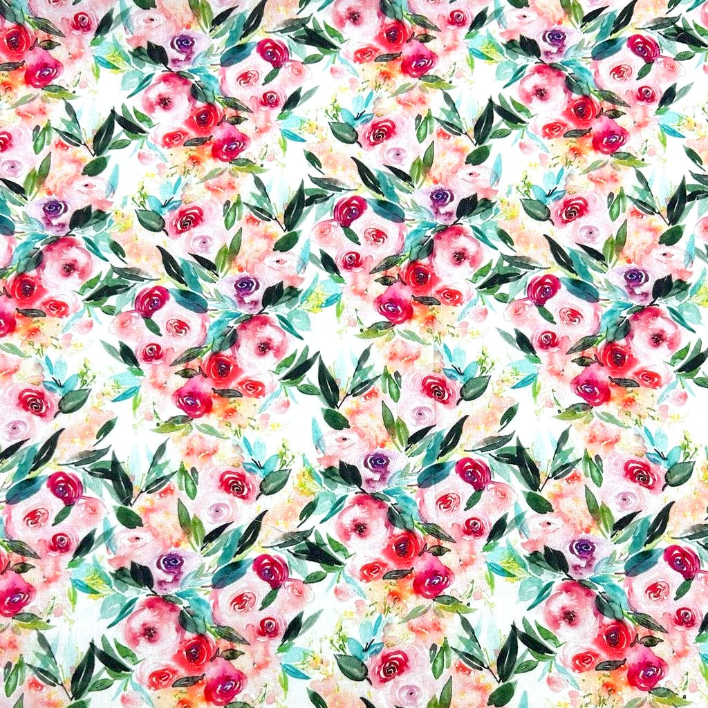 Rose Garden Viscose Challis Fabric