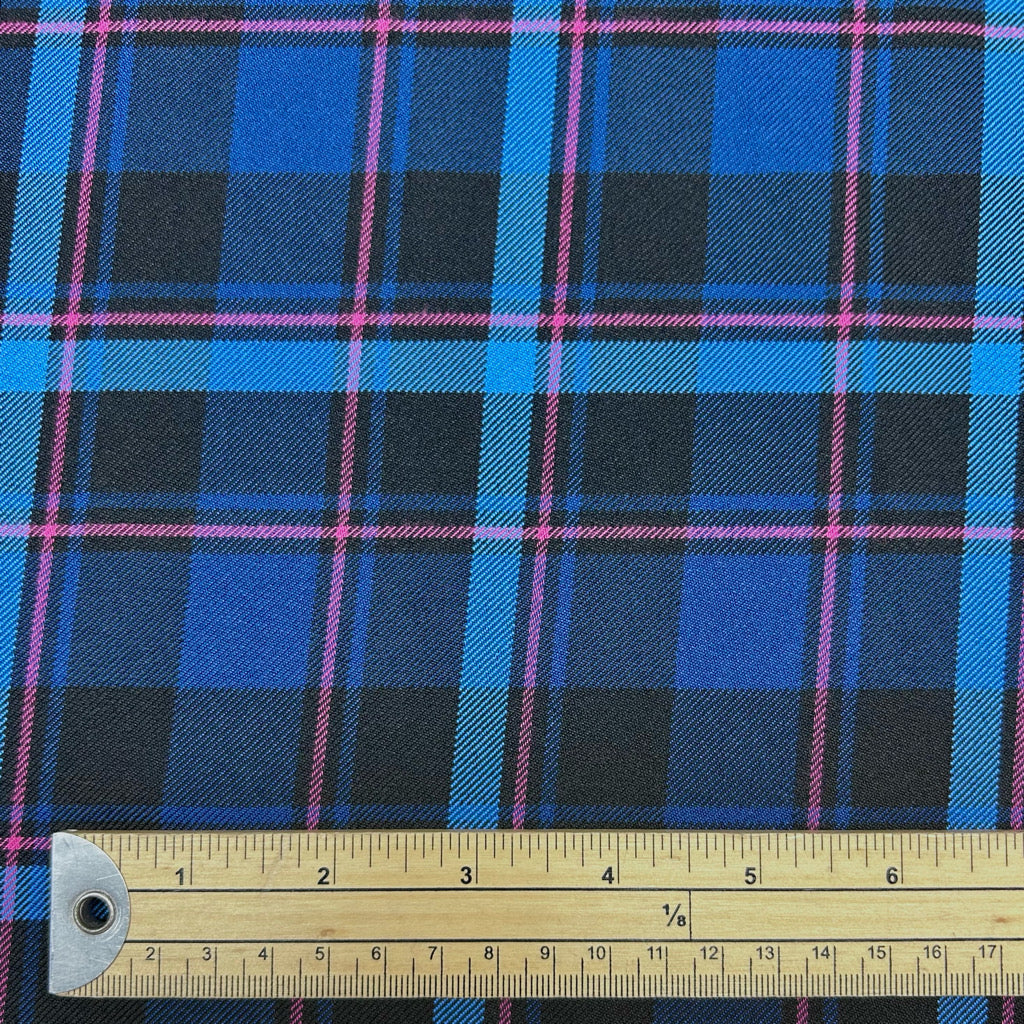 Black and Blue Checkered Suiting Fabric