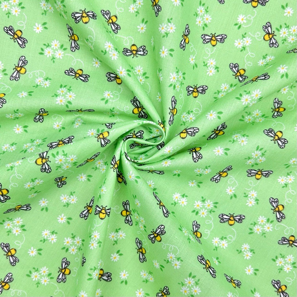 Honeybee Floral Polycotton Fabric