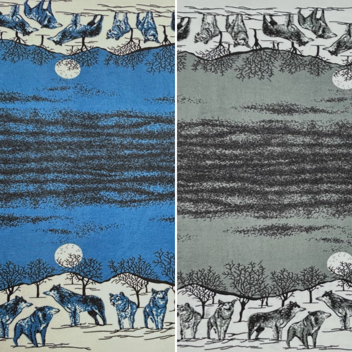 Midnight Wolf Anti Pill Polar Fleece Fabric